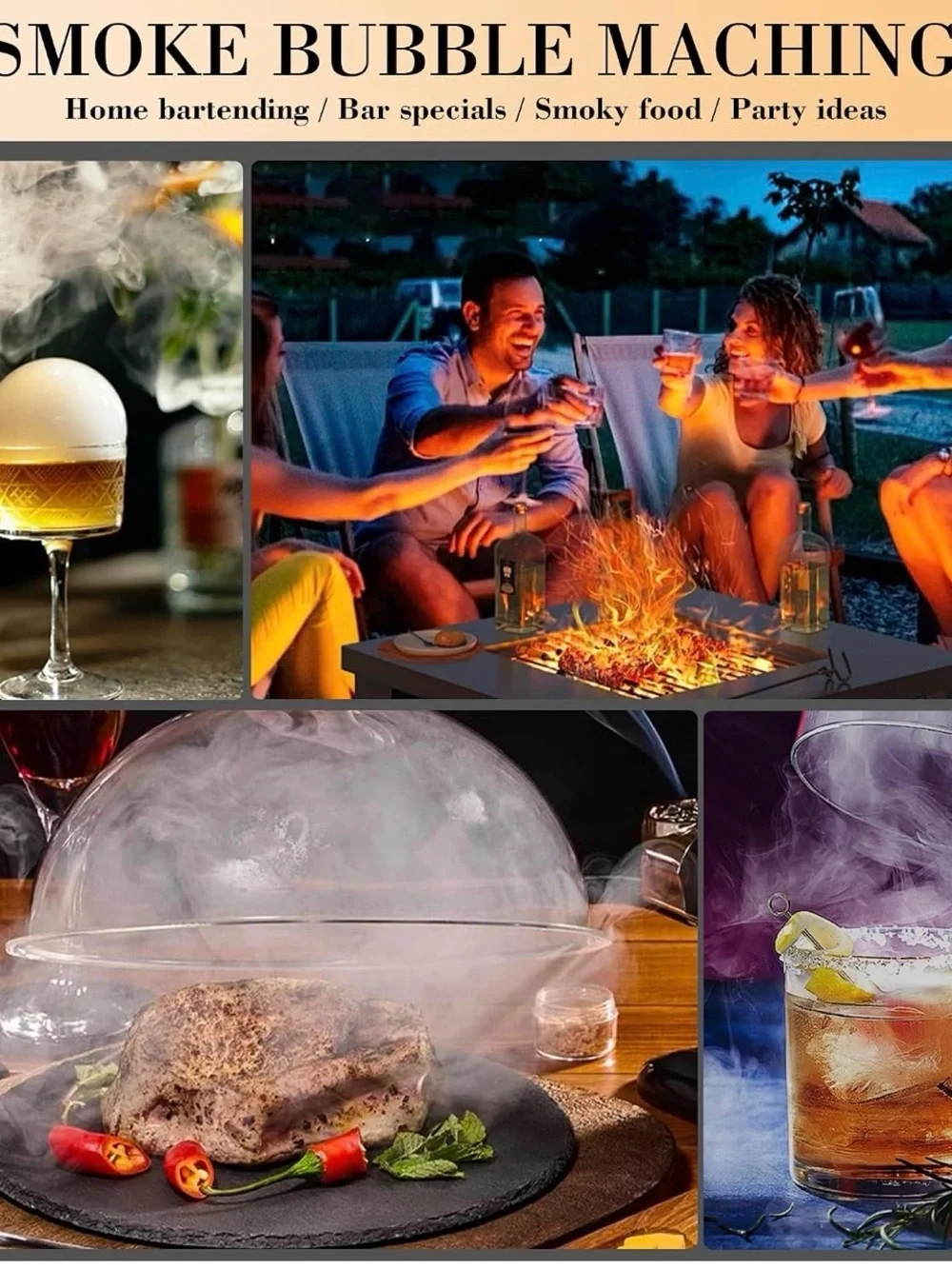 Smoke Bubble Dome for Dramatic Food & Cocktail Presentation - White